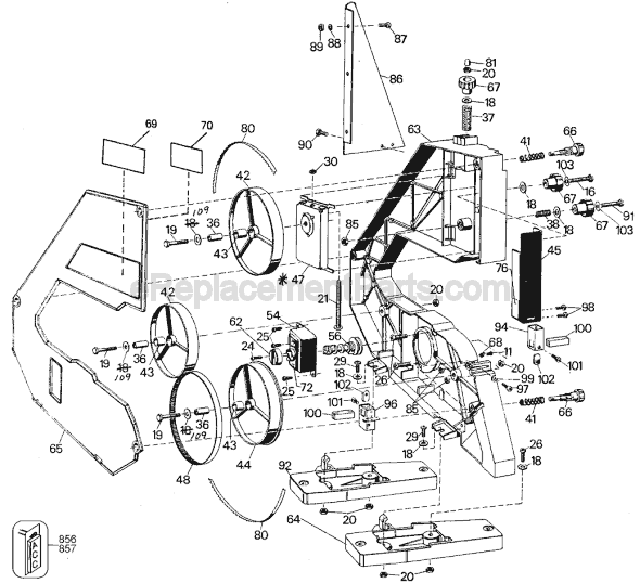 Page A Diagram and Parts List for 9411 Type 3 Black and Decker Band Saw